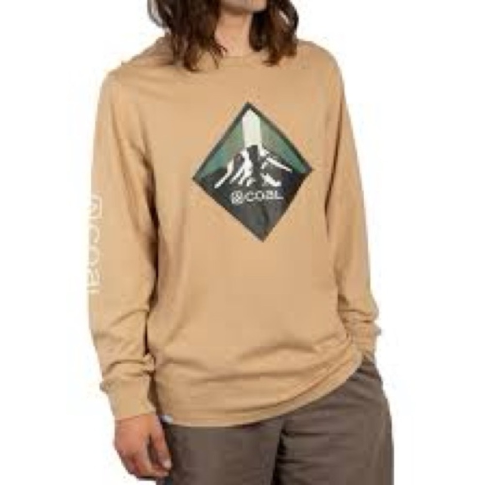 Coal Tracker Long Sleeve Khaki Colored Logo Shirt Size Large